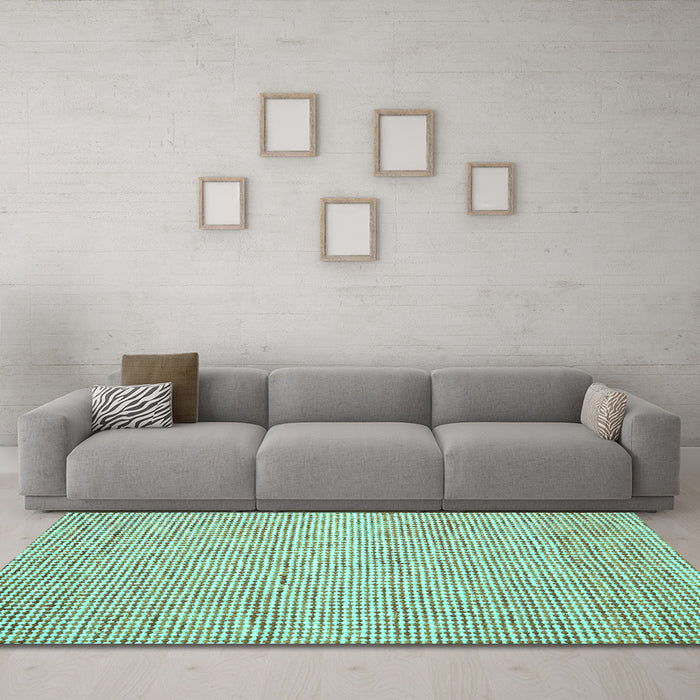 Machine Washable Abstract Turquoise Contemporary Area Rugs in a Living Room,, wshcon1870turq