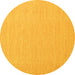 Round Abstract Yellow Contemporary Rug, con1871yw