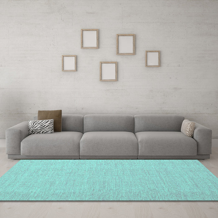Machine Washable Abstract Turquoise Contemporary Area Rugs in a Living Room,, wshcon1871turq