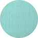 Round Abstract Turquoise Contemporary Rug, con1871turq