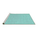 Sideview of Machine Washable Abstract Turquoise Contemporary Area Rugs, wshcon1871turq