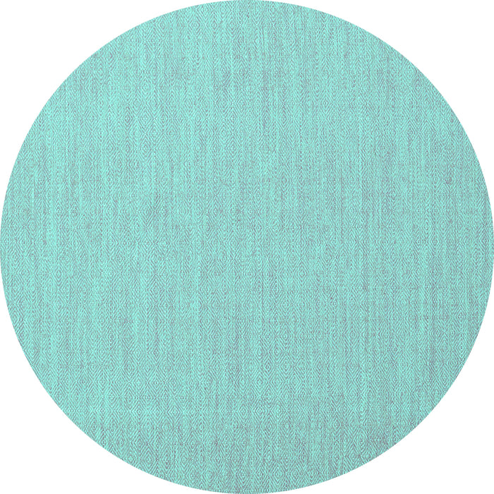 Round Machine Washable Abstract Turquoise Contemporary Area Rugs, wshcon1871turq