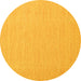 Round Machine Washable Abstract Yellow Contemporary Rug, wshcon1871yw