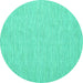 Round Machine Washable Abstract Turquoise Contemporary Area Rugs, wshcon1872turq