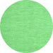 Round Machine Washable Abstract Emerald Green Contemporary Area Rugs, wshcon1872emgrn