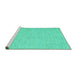 Sideview of Machine Washable Abstract Turquoise Contemporary Area Rugs, wshcon1872turq