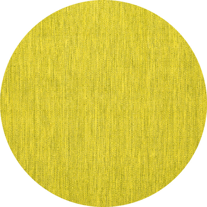 Round Machine Washable Abstract Yellow Contemporary Rug, wshcon1872yw