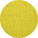 Round Machine Washable Abstract Yellow Contemporary Rug, wshcon1872yw