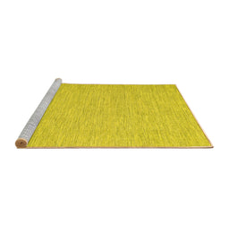 Sideview of Machine Washable Abstract Yellow Contemporary Rug, wshcon1872yw