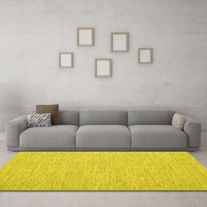 Machine Washable Abstract Yellow Contemporary Rug in a Living Room, wshcon1872yw