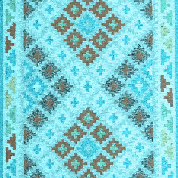Machine Washable Southwestern Light Blue Country Rug, wshcon1873lblu
