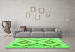 Machine Washable Southwestern Green Country Area Rugs in a Living Room,, wshcon1873grn