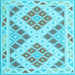 Square Machine Washable Southwestern Light Blue Country Rug, wshcon1873lblu