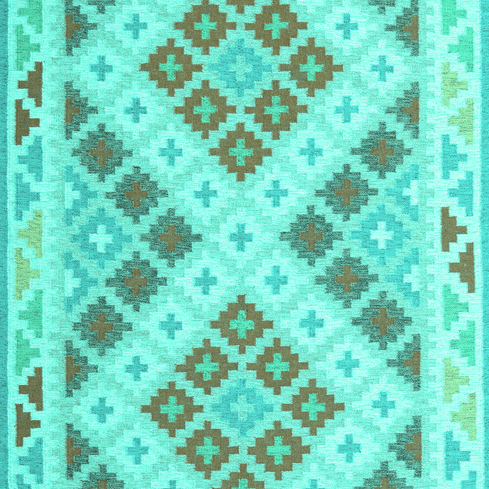 Machine Washable Southwestern Turquoise Country Area Rugs, wshcon1873turq