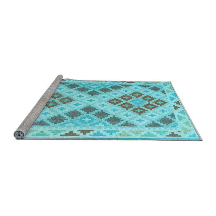 Sideview of Machine Washable Southwestern Light Blue Country Rug, wshcon1873lblu