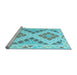 Sideview of Machine Washable Southwestern Light Blue Country Rug, wshcon1873lblu