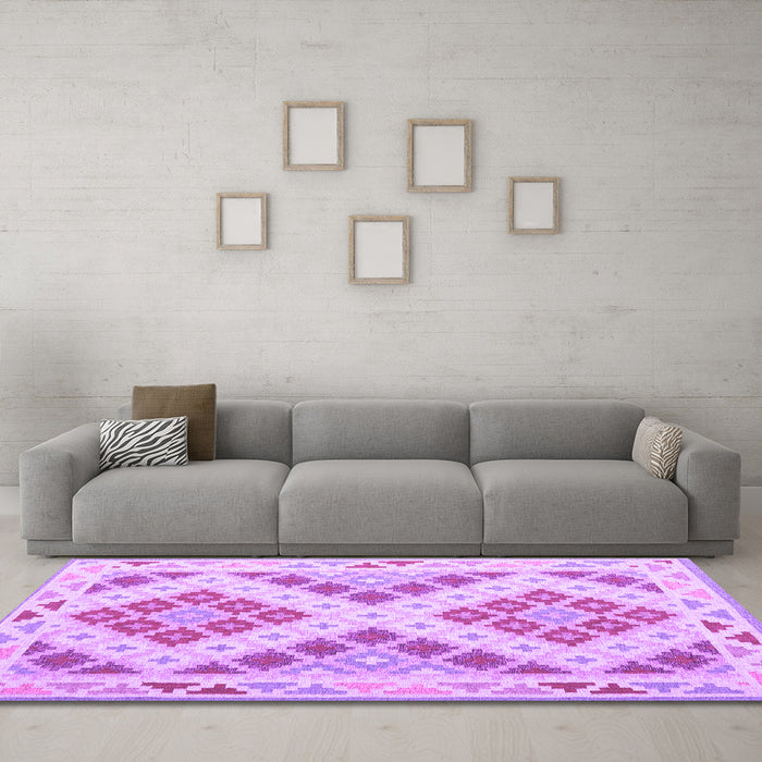 Machine Washable Southwestern Purple Country Area Rugs in a Living Room, wshcon1873pur