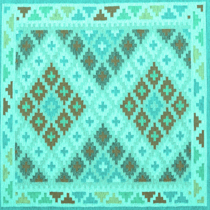 Square Southwestern Turquoise Country Rug, con1873turq