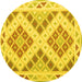 Round Machine Washable Southwestern Yellow Country Rug, wshcon1873yw