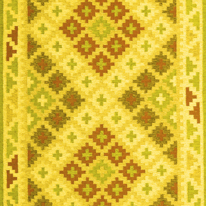 Machine Washable Southwestern Yellow Country Rug, wshcon1873yw