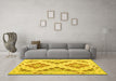 Machine Washable Southwestern Yellow Country Rug in a Living Room, wshcon1873yw