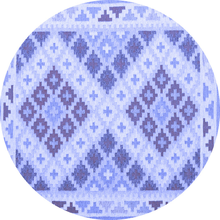 Round Southwestern Blue Country Rug, con1873blu