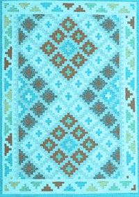 Southwestern Light Blue Country Rug, con1873lblu