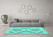 Machine Washable Southwestern Turquoise Country Area Rugs in a Living Room,, wshcon1873turq