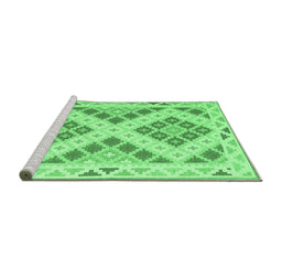Sideview of Machine Washable Southwestern Emerald Green Country Area Rugs, wshcon1873emgrn