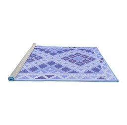 Sideview of Machine Washable Southwestern Blue Country Rug, wshcon1873blu
