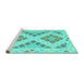 Sideview of Machine Washable Southwestern Turquoise Country Area Rugs, wshcon1873turq