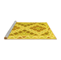 Sideview of Machine Washable Southwestern Yellow Country Rug, wshcon1873yw