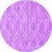 Round Machine Washable Abstract Purple Contemporary Area Rugs, wshcon1874pur