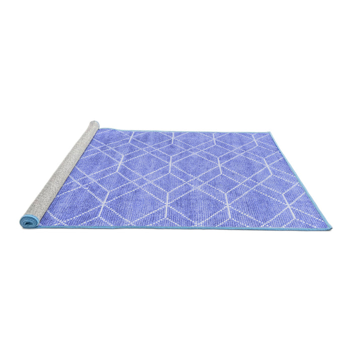Sideview of Machine Washable Abstract Blue Contemporary Rug, wshcon1874blu
