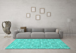 Machine Washable Abstract Turquoise Contemporary Area Rugs in a Living Room,, wshcon1874turq