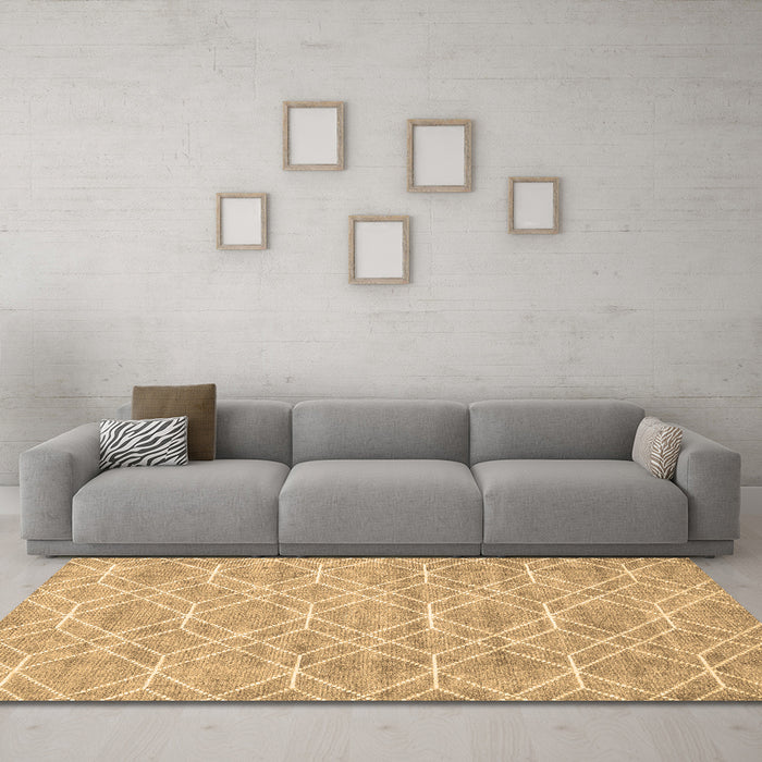 Machine Washable Abstract Brown Contemporary Rug in a Living Room,, wshcon1874brn