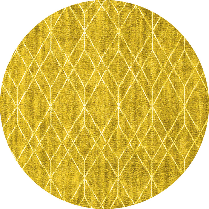 Round Abstract Yellow Contemporary Rug, con1874yw