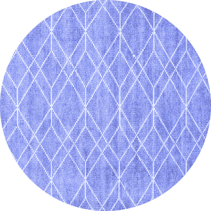 Round Abstract Blue Contemporary Rug, con1874blu