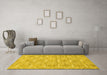 Machine Washable Abstract Yellow Contemporary Rug in a Living Room, wshcon1874yw