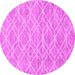 Round Machine Washable Abstract Pink Contemporary Rug, wshcon1874pnk