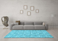 Machine Washable Abstract Light Blue Contemporary Rug, wshcon1874lblu