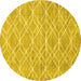 Round Machine Washable Abstract Yellow Contemporary Rug, wshcon1874yw