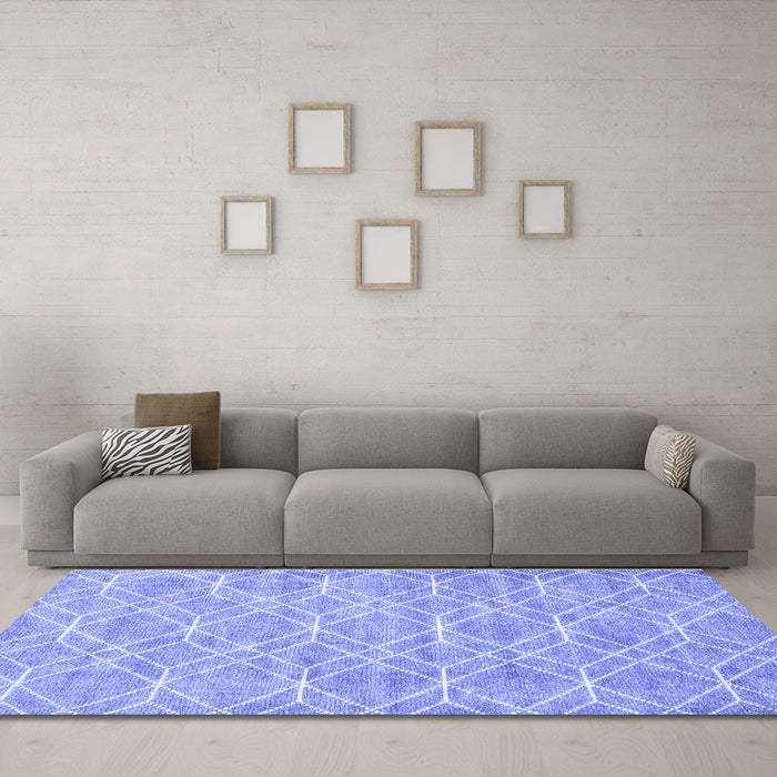 Machine Washable Abstract Blue Contemporary Rug in a Living Room, wshcon1874blu