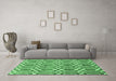 Machine Washable Abstract Emerald Green Contemporary Area Rugs in a Living Room,, wshcon1875emgrn