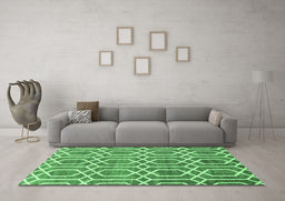 Machine Washable Abstract Emerald Green Contemporary Area Rugs in a Living Room,, wshcon1875emgrn