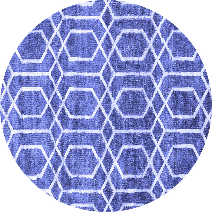 Round Abstract Blue Contemporary Rug, con1875blu