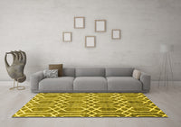 Machine Washable Abstract Yellow Contemporary Rug, wshcon1875yw