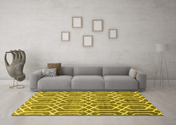 Machine Washable Abstract Yellow Contemporary Rug in a Living Room, wshcon1875yw