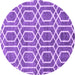 Round Abstract Purple Contemporary Rug, con1875pur