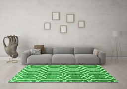 Machine Washable Abstract Green Contemporary Area Rugs in a Living Room,, wshcon1875grn